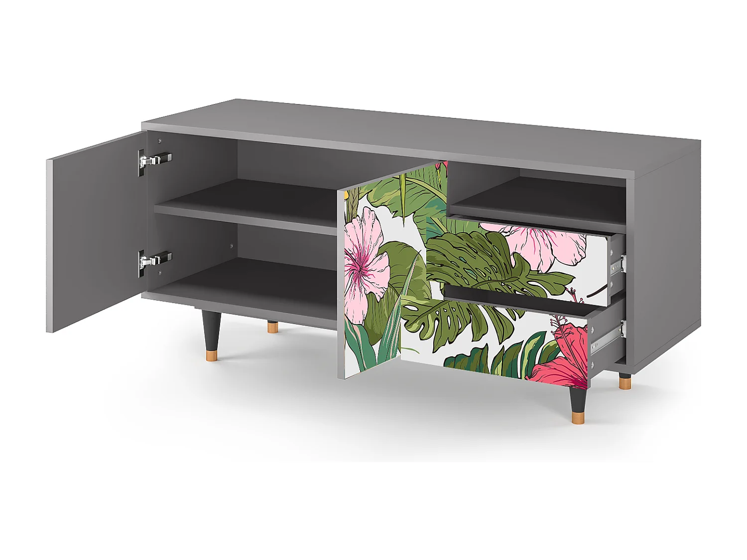 Mobile TV - 125х56х41 cm - T7 - Verdant Tropics, Grigio