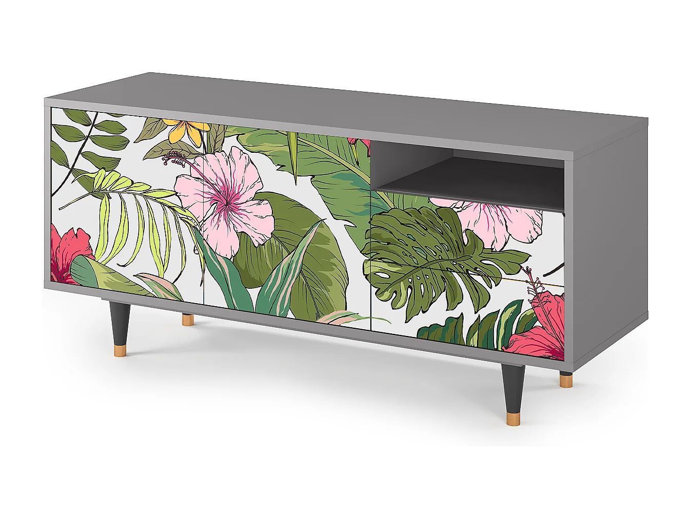 Meuble TV - 125х56х41 cm - T7 - Verdant Tropics, Gris