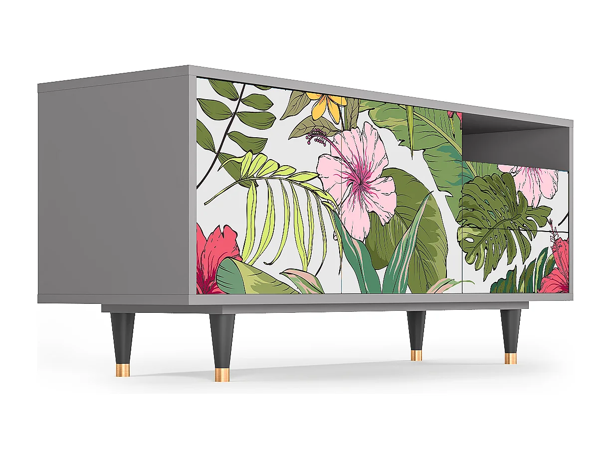 Meuble TV - 125х56х41 cm - T7 - Verdant Tropics, Gris