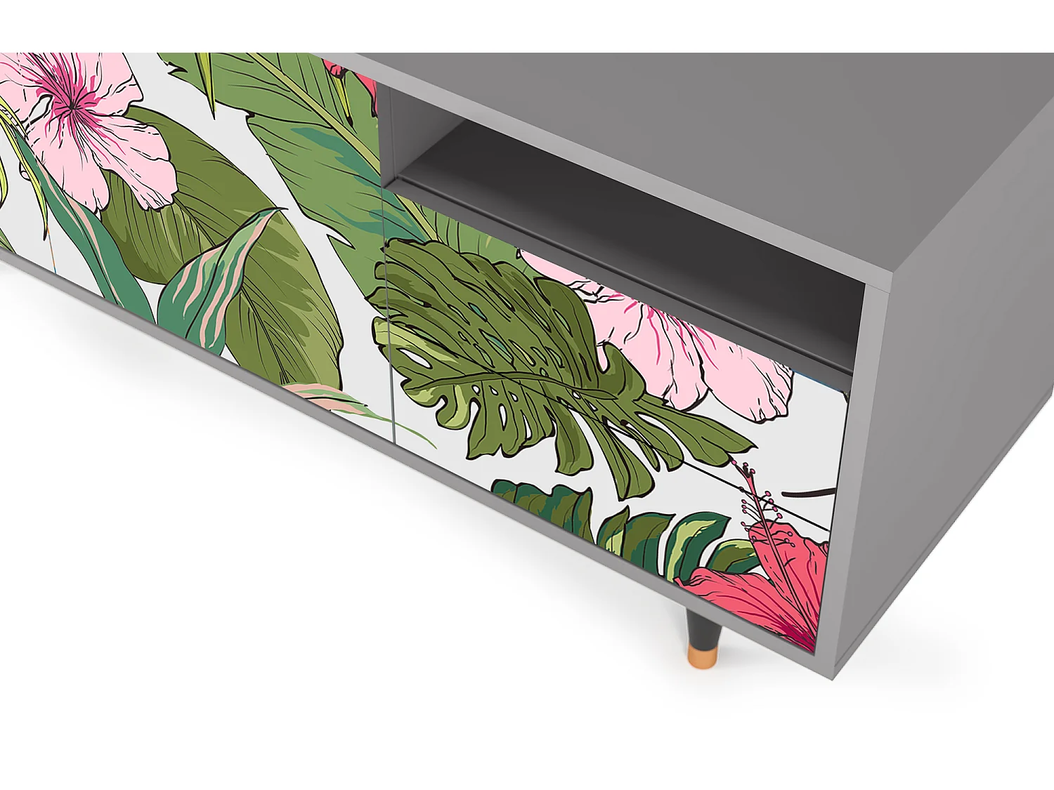 Meuble TV - 125х56х41 cm - T7 - Verdant Tropics, Gris