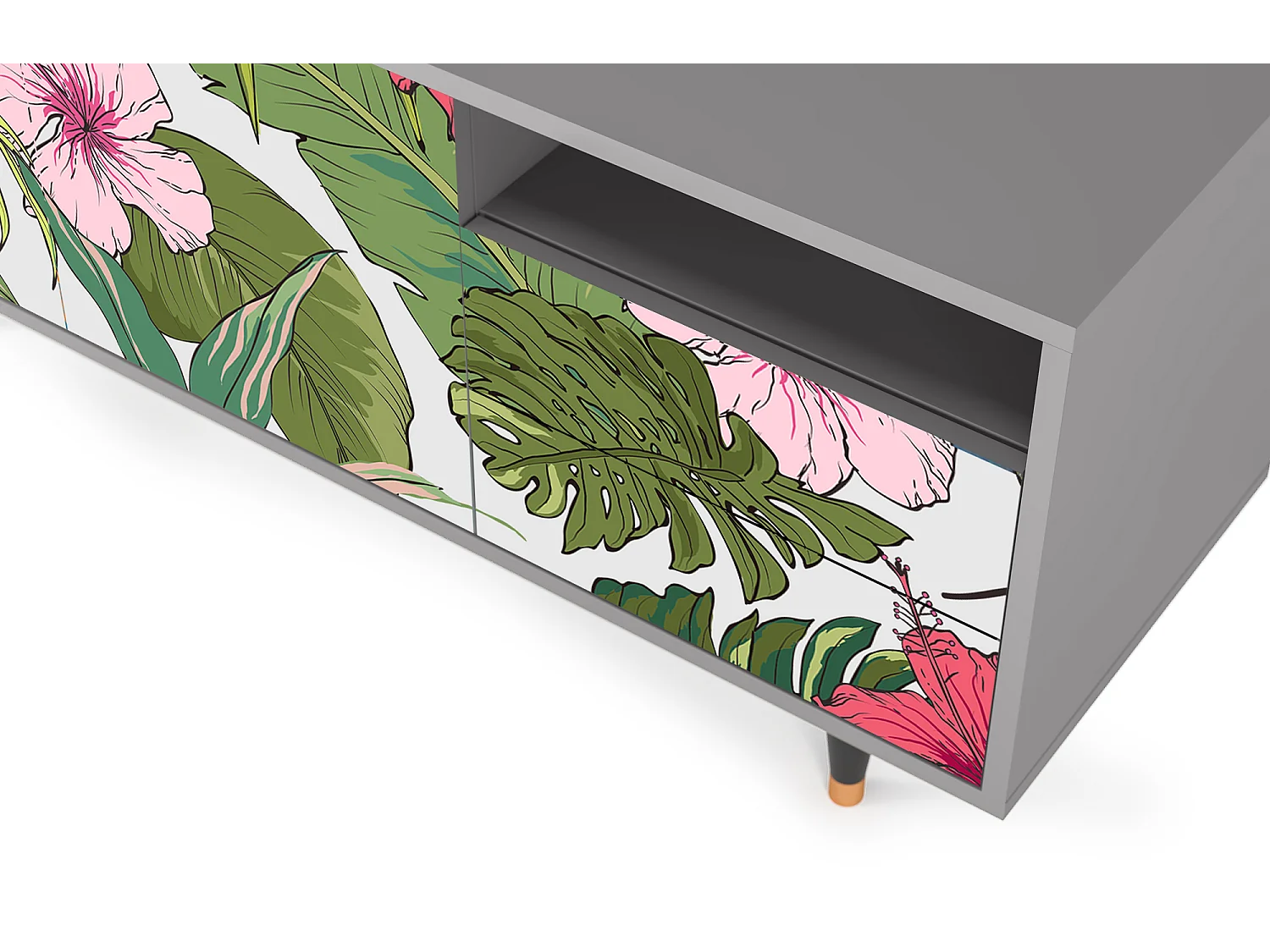 Meuble TV - 125х56х41 cm - T7 - Verdant Tropics, Gris