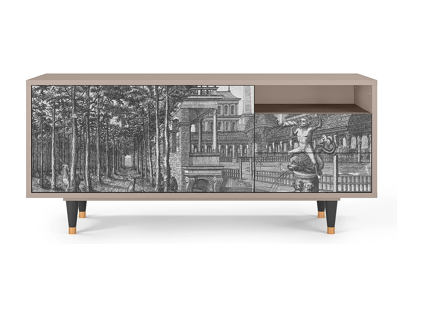 Meuble TV - 125х56х41 cm - T7 - View of the Piazza, Latte