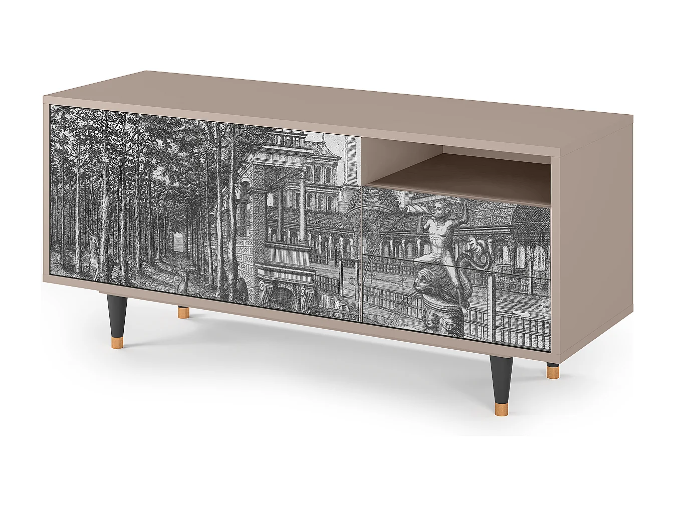 Meuble TV - 125х56х41 cm - T7 - View of the Piazza, Latte