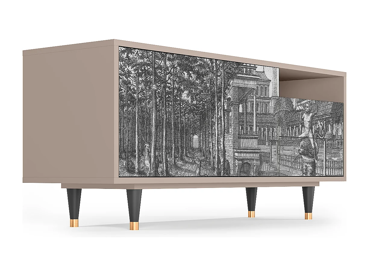 Meuble TV - 125х56х41 cm - T7 - View of the Piazza, Latte