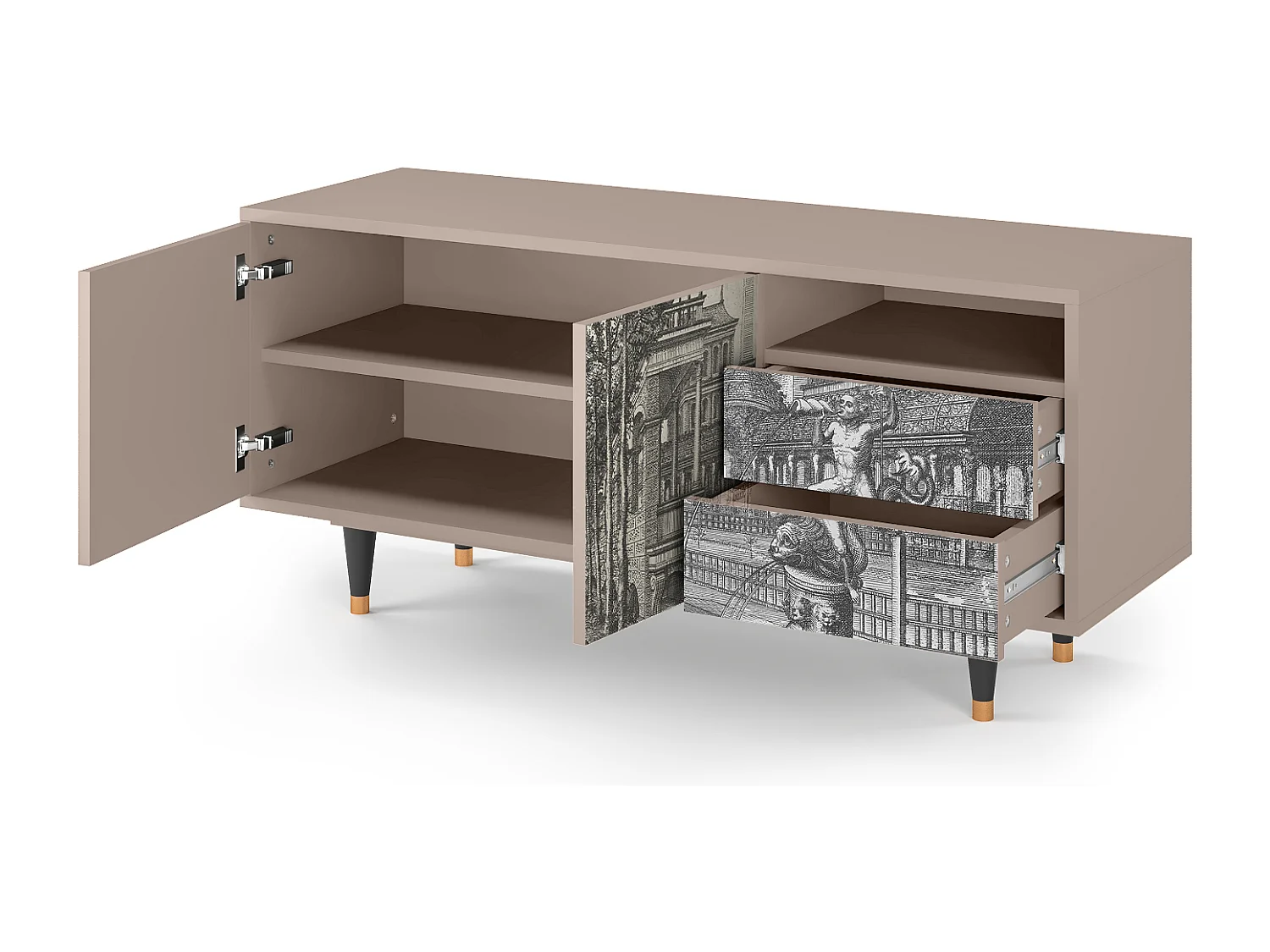Meuble TV - 125х56х41 cm - T7 - View of the Piazza, Latte