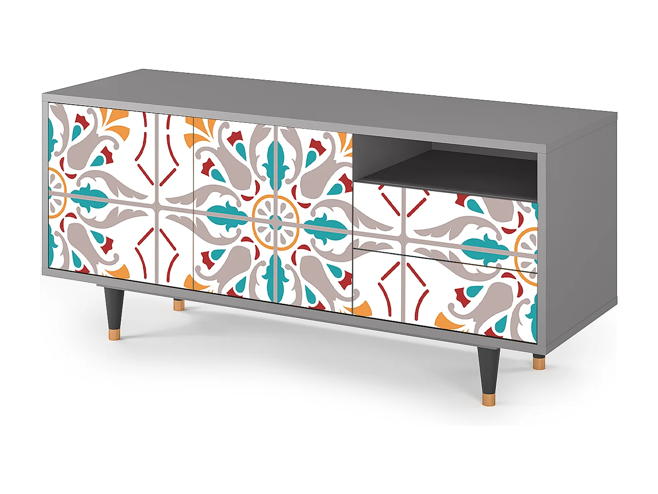 Szafka RTV - 125х56х41 cm - T7 - Spring Ceramics, Szary