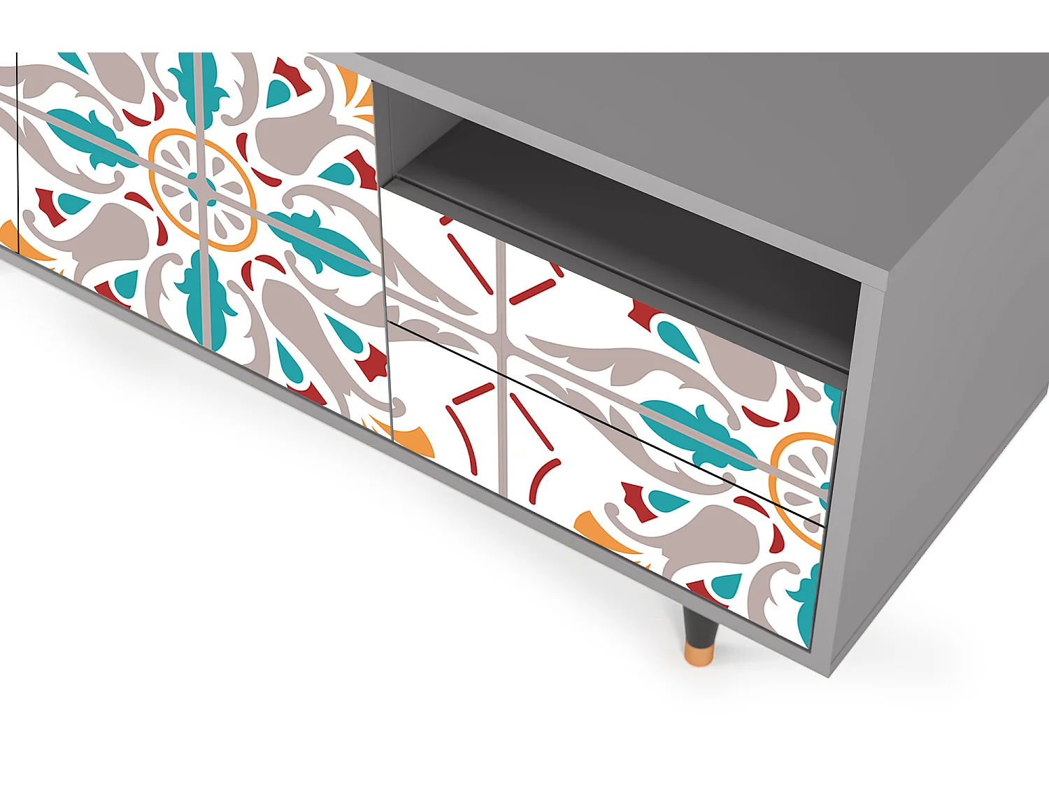 Szafka RTV - 125х56х41 cm - T7 - Spring Ceramics, Szary