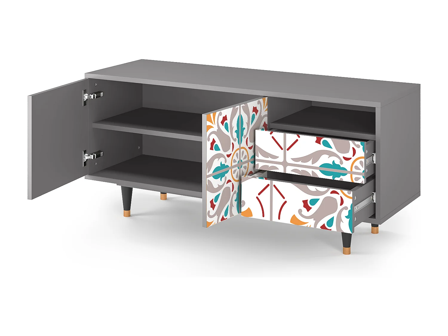 Szafka RTV - 125х56х41 cm - T7 - Spring Ceramics, Szary