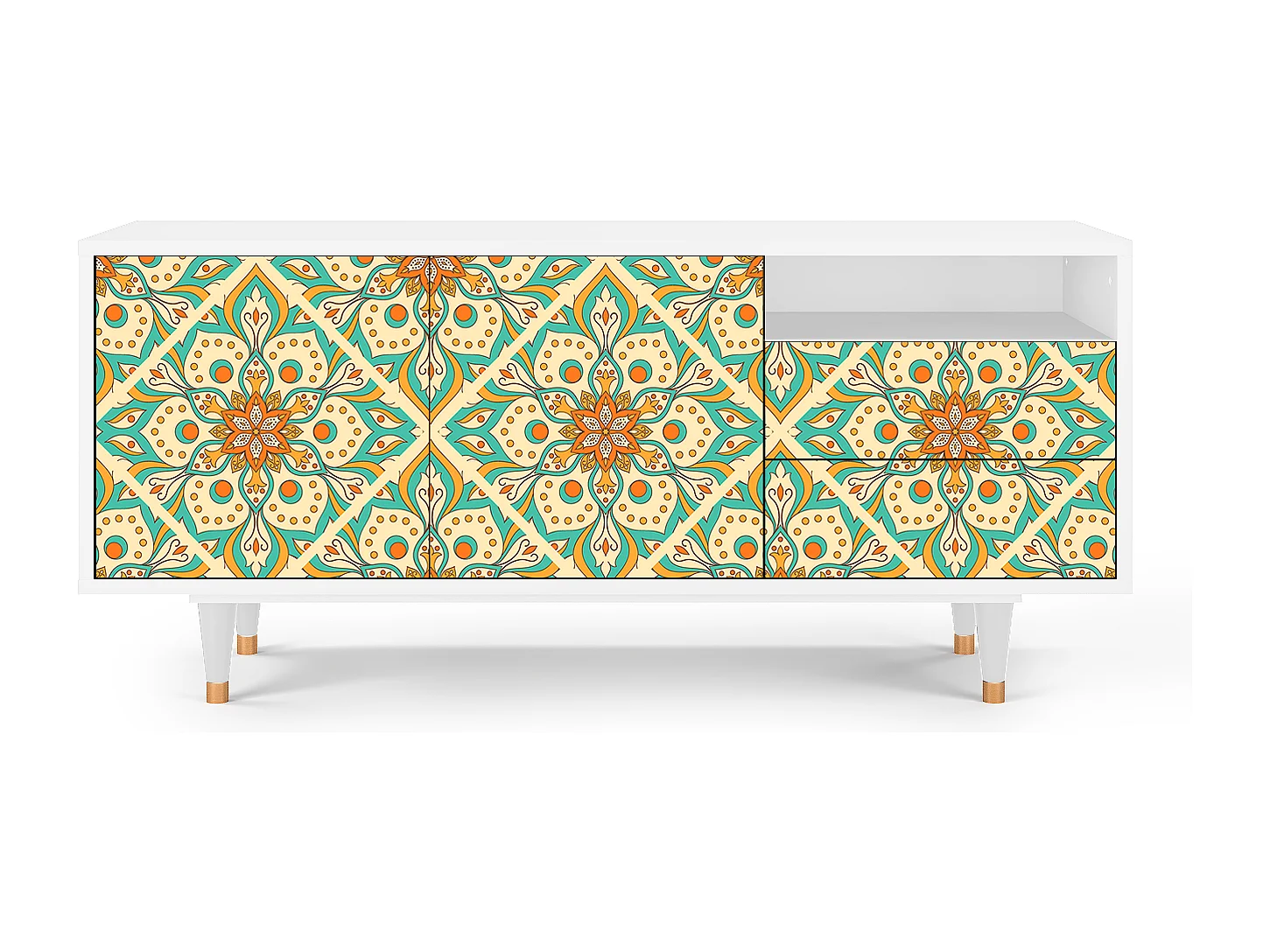 TV-meubel - 125х56х41 cm - T7 - Hindu Daisy, Wit