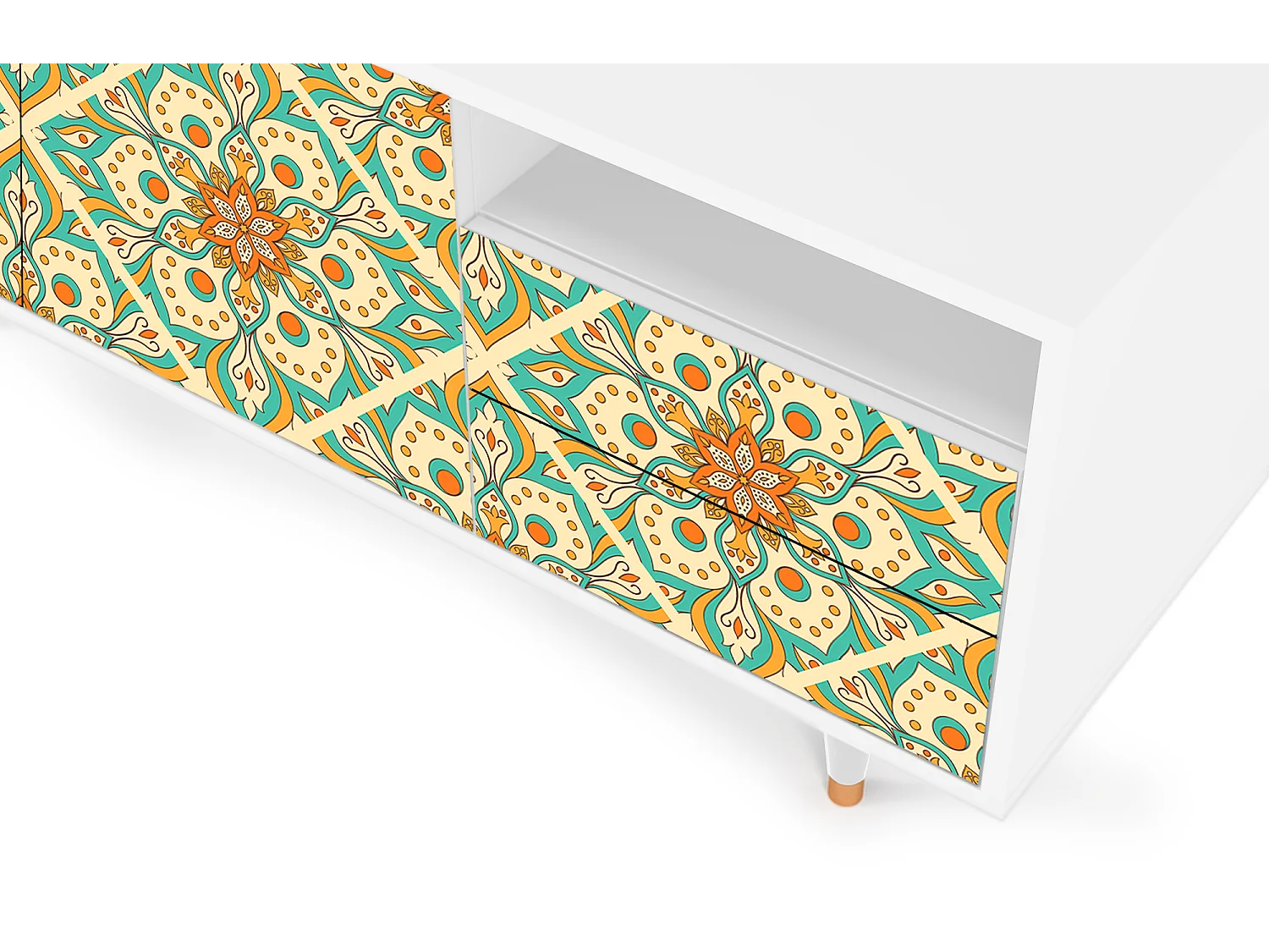 TV-meubel - 125х56х41 cm - T7 - Hindu Daisy, Wit