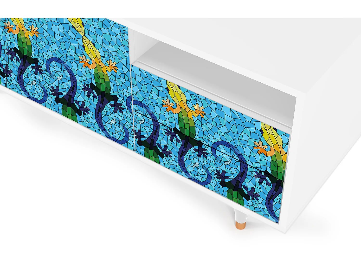 Mobile TV - 125х56х41 cm - T7 - Gaudi's Lizard, Bianco