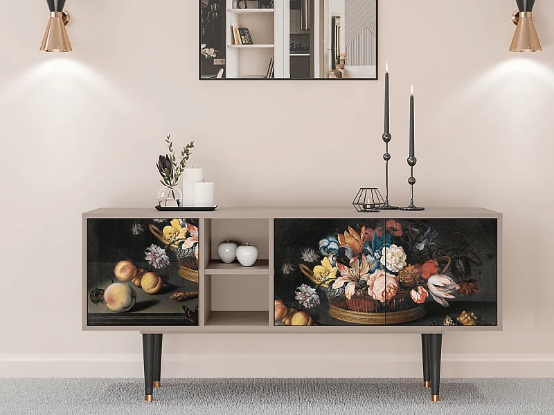 TV-Möbel - 150х69х41 cm - T5 - Still Life with Flowers, Latte