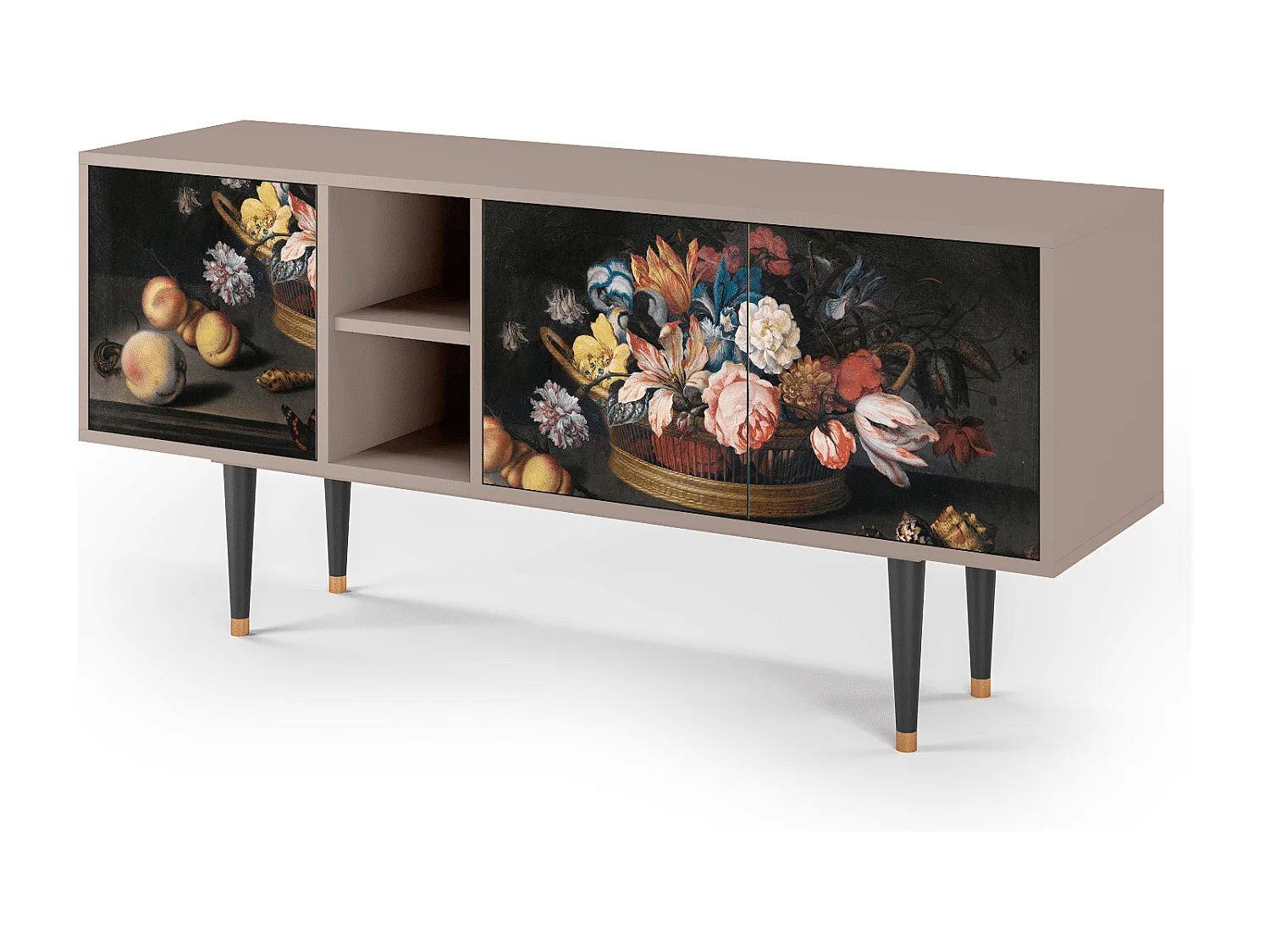Meuble TV - 150х69х41 cm - T5 - Still Life with Flowers, Latte