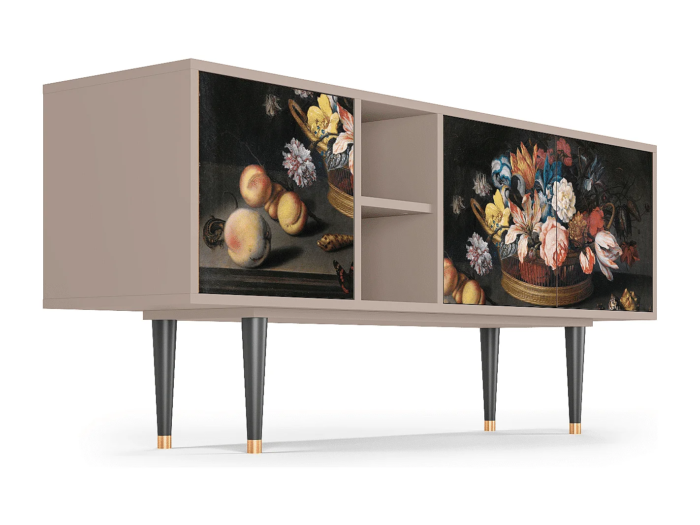 Meuble TV - 150х69х41 cm - T5 - Still Life with Flowers, Latte