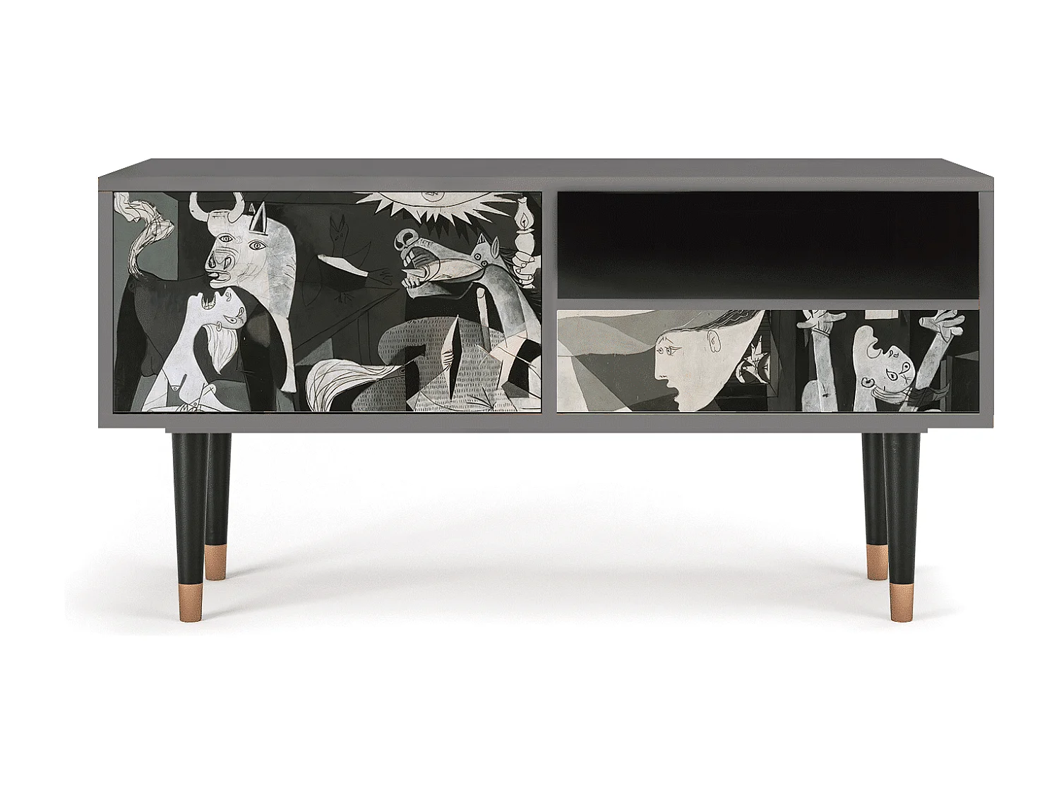 Szafka RTV - 115х59х48 cm - T3 - Guernica by Picasso, Szary