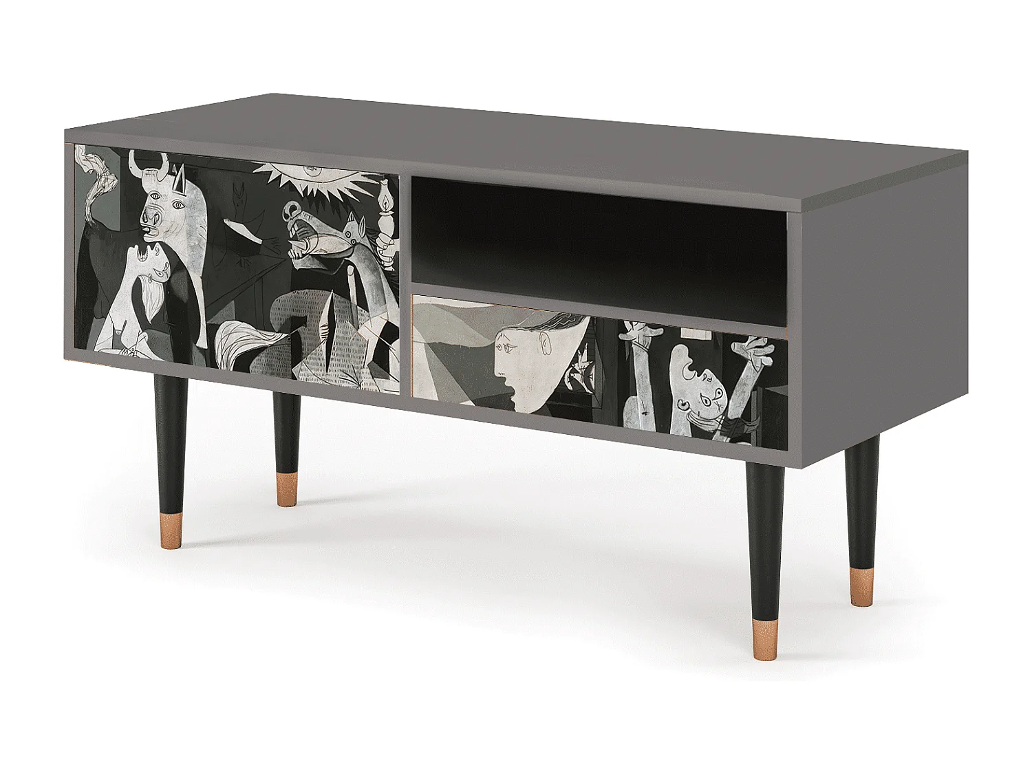 Szafka RTV - 115х59х48 cm - T3 - Guernica by Picasso, Szary