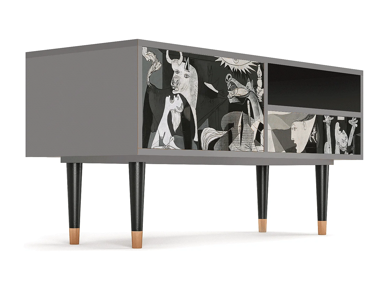 Szafka RTV - 115х59х48 cm - T3 - Guernica by Picasso, Szary