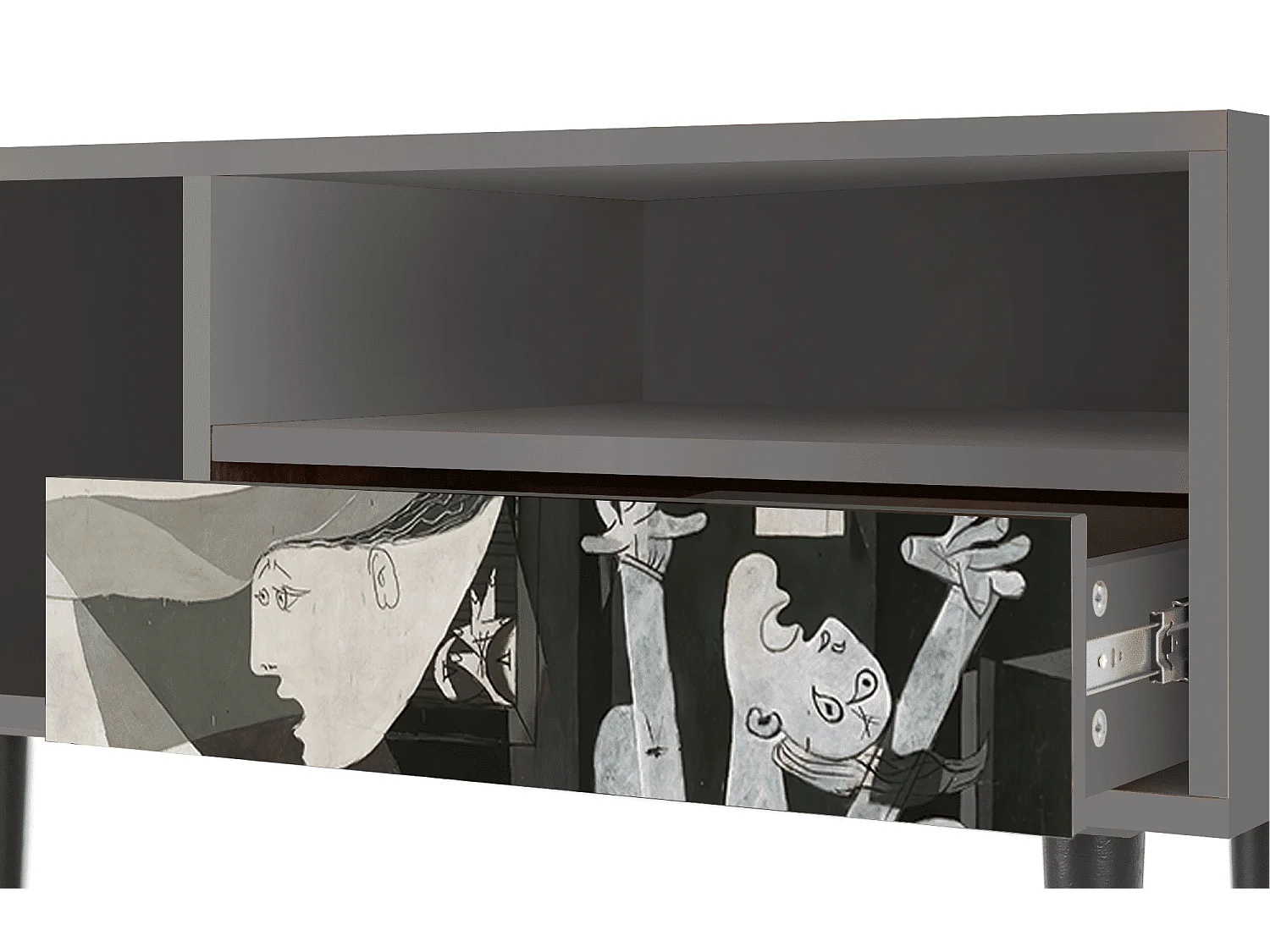 Szafka RTV - 115х59х48 cm - T3 - Guernica by Picasso, Szary