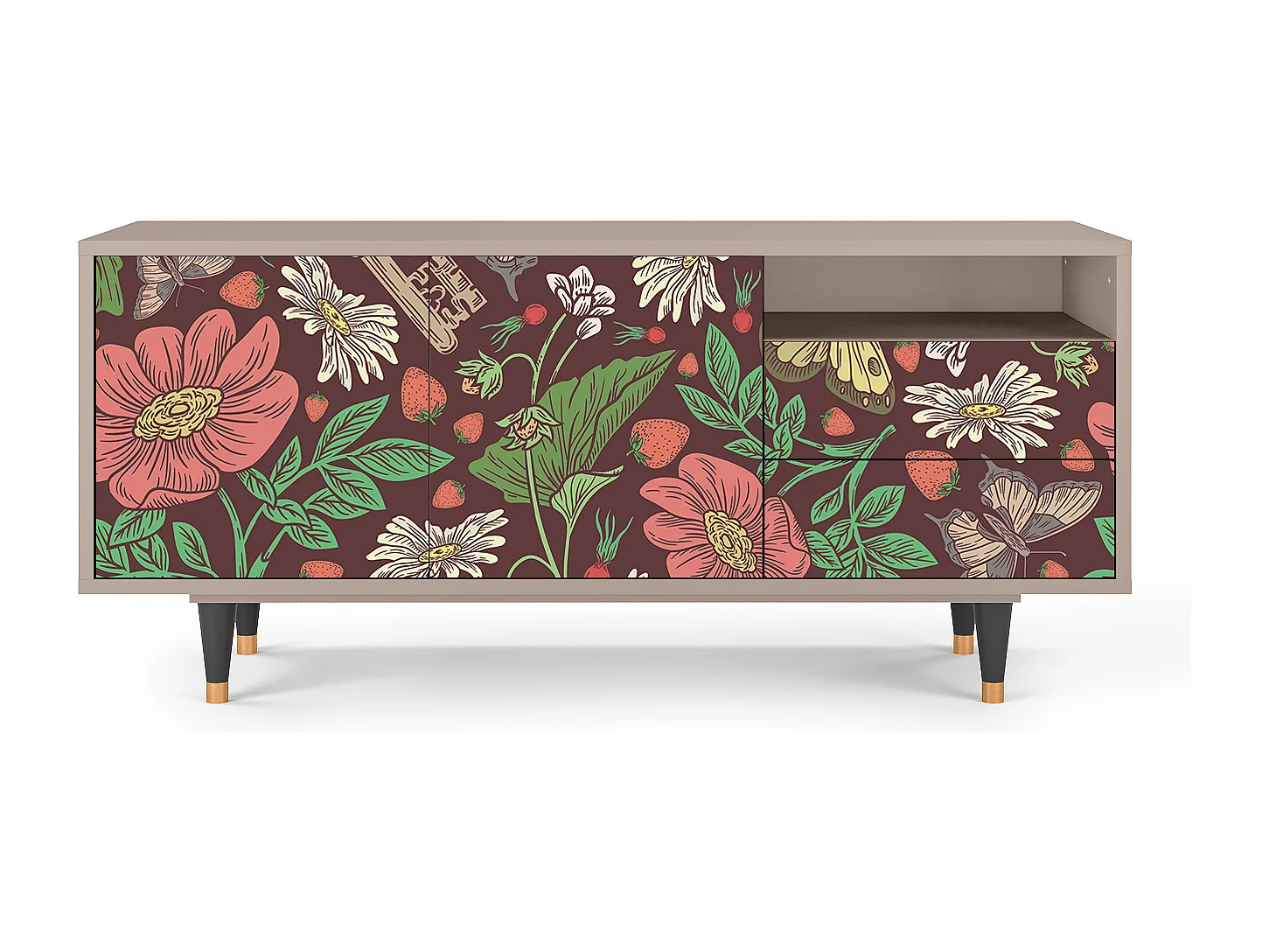 Meuble TV - 125х56х41 cm - T7 - Alice in Wonderland, Latte