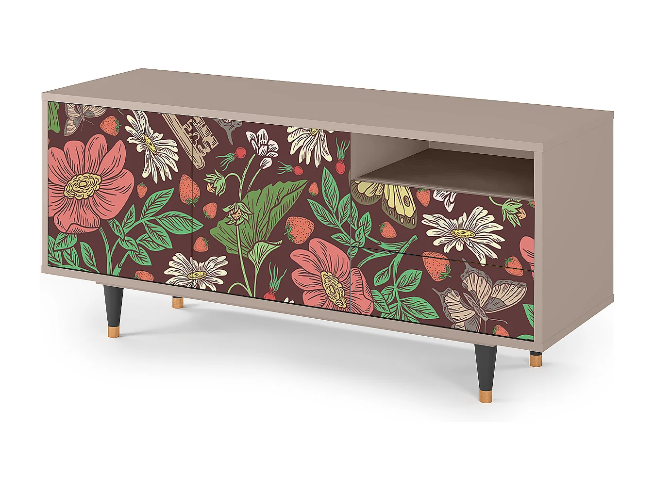 Meuble TV - 125х56х41 cm - T7 - Alice in Wonderland, Latte