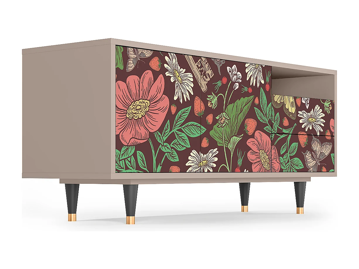 Meuble TV - 125х56х41 cm - T7 - Alice in Wonderland, Latte