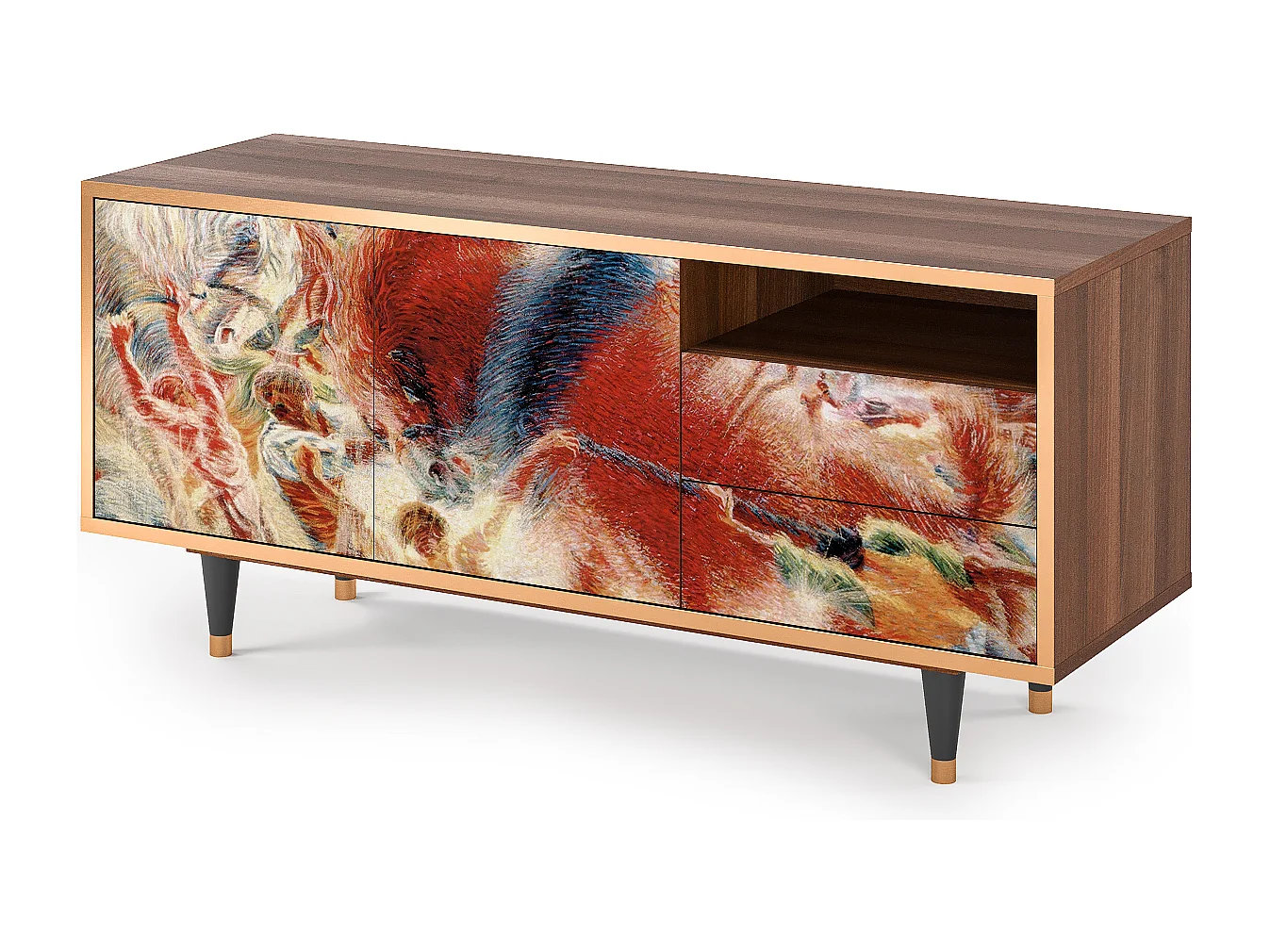 Meuble TV - 125х56х41 cm - T7 - The City Rises, Noyer