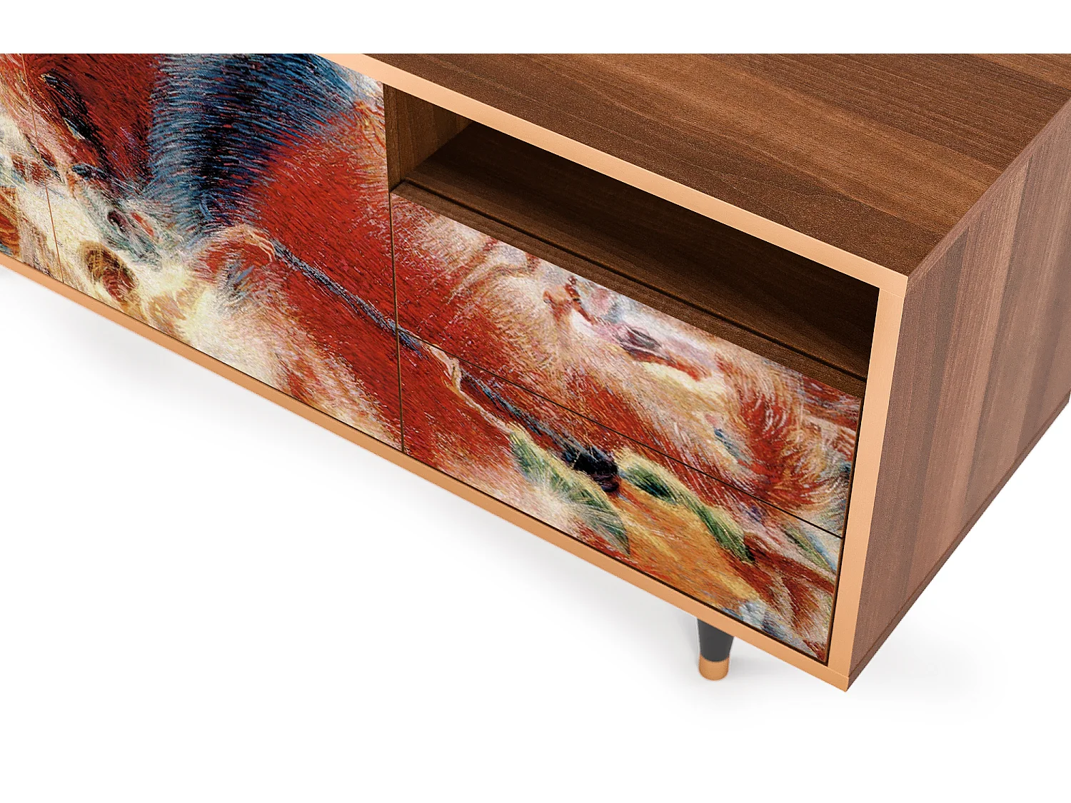 Meuble TV - 125х56х41 cm - T7 - The City Rises, Noyer