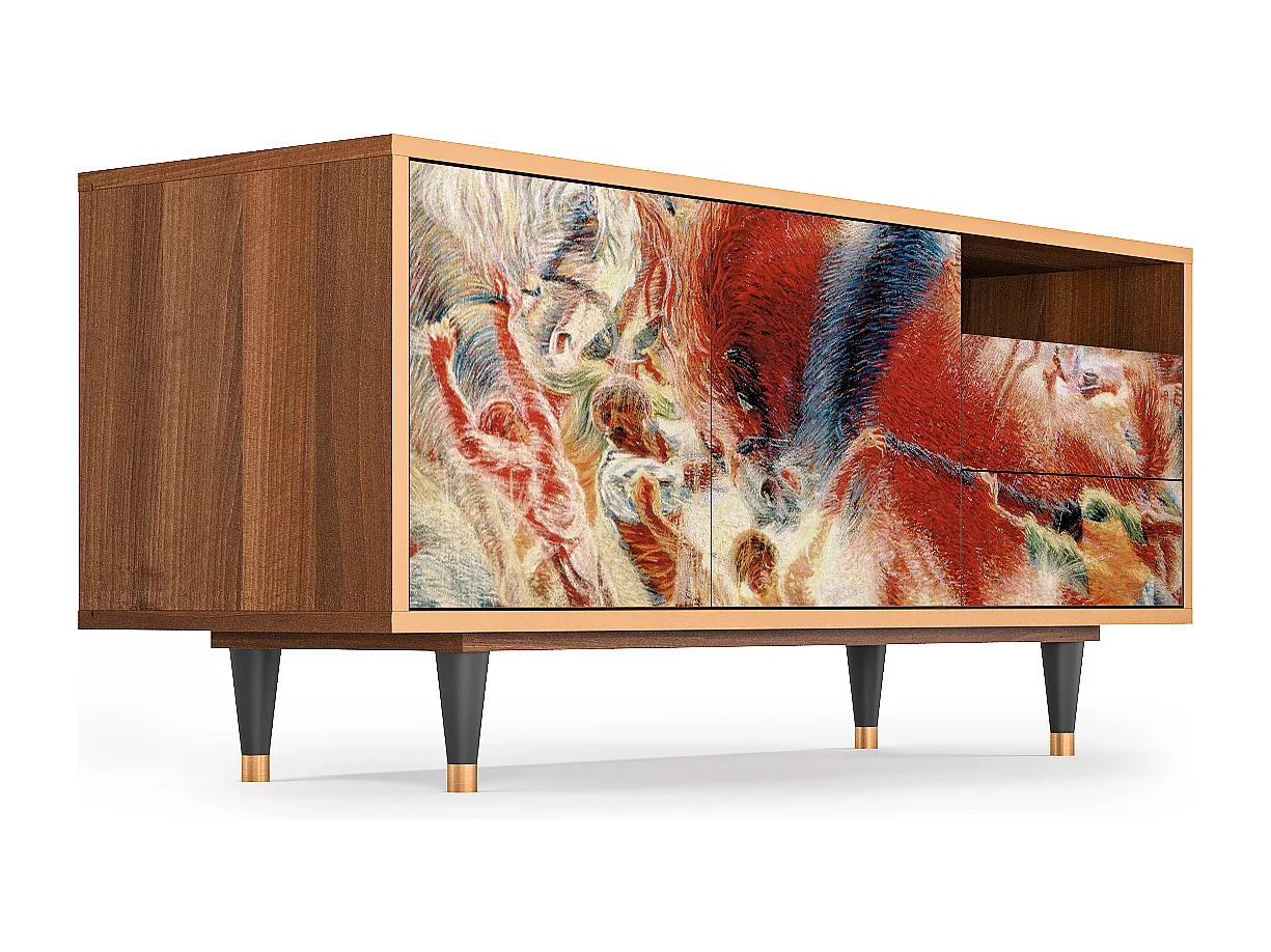 Meuble TV - 125х56х41 cm - T7 - The City Rises, Noyer