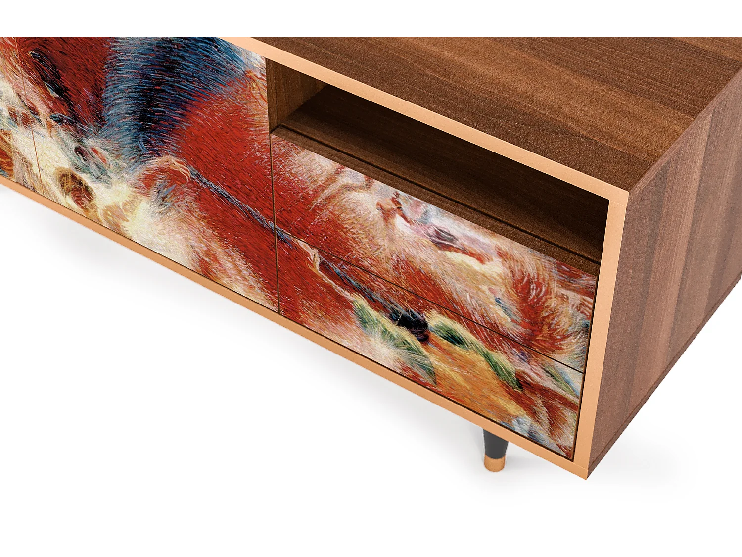 Meuble TV - 125х56х41 cm - T7 - The City Rises, Noyer