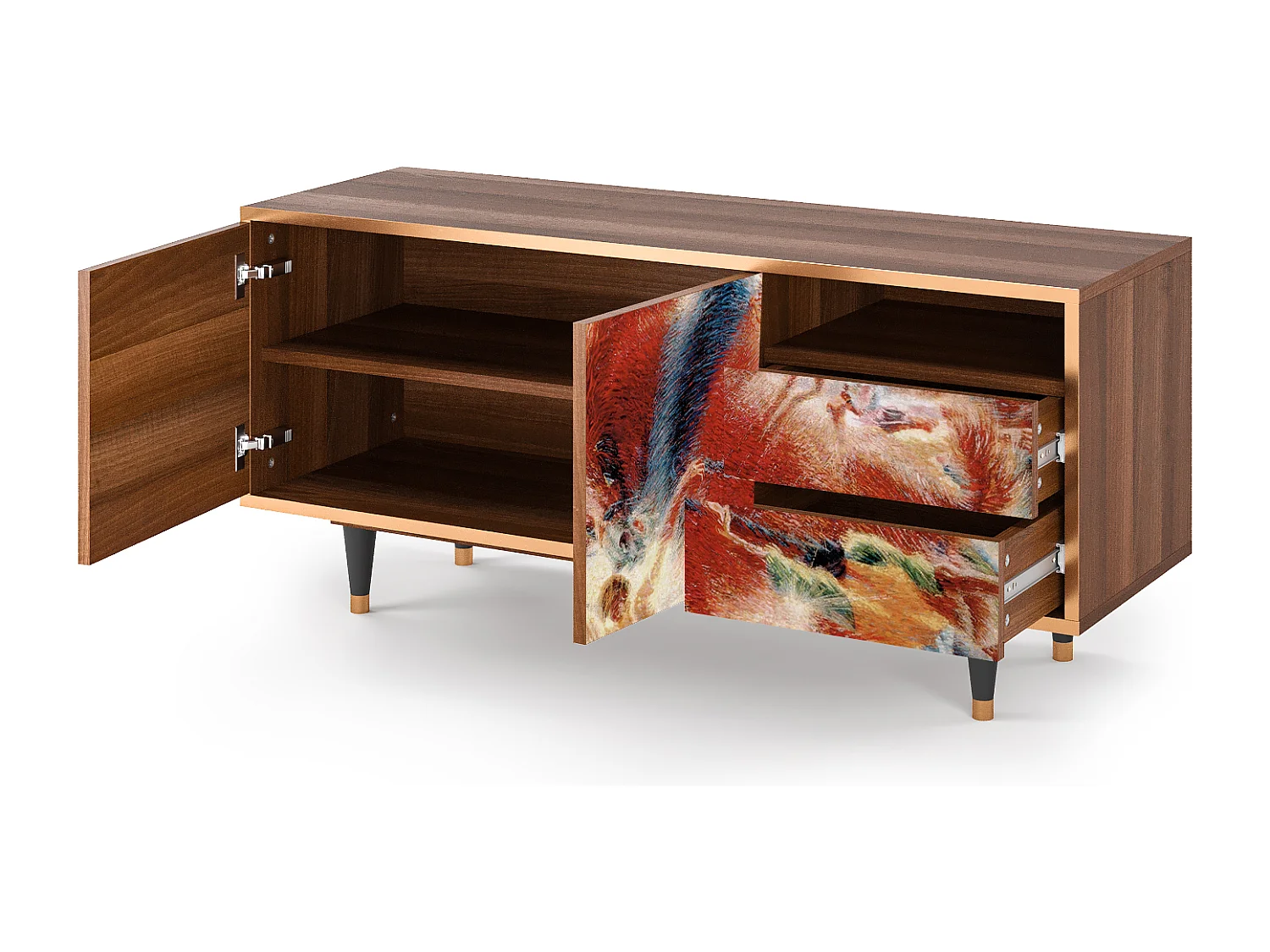 Meuble TV - 125х56х41 cm - T7 - The City Rises, Noyer