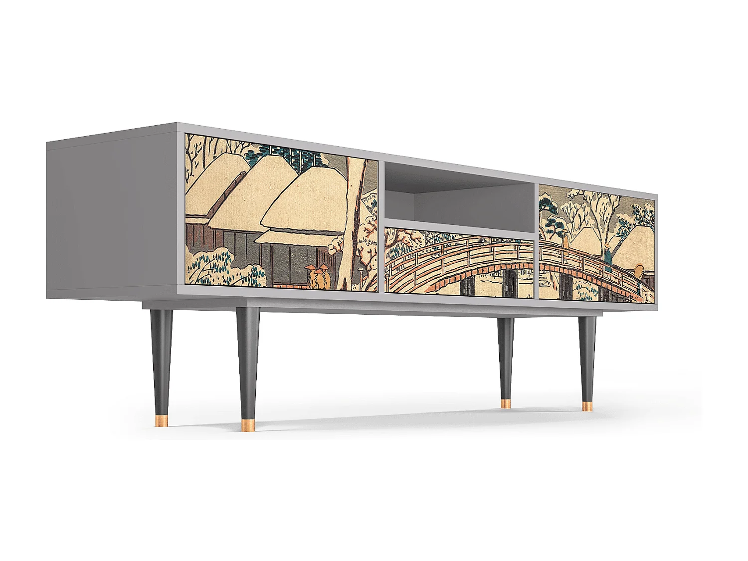 Mueble de TV - 170х59х41 cm - T6 - Katabira River, Gris