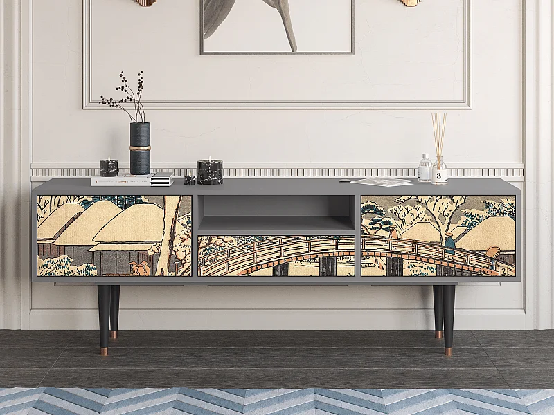 Meuble TV - 170х59х41 cm - T6 - Katabira River, Gris