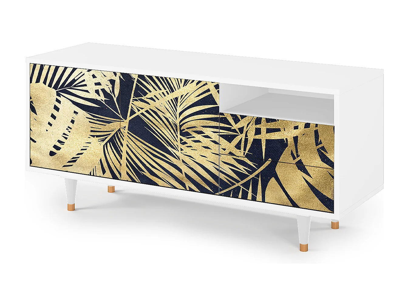 TV-meubel - 125х56х41 cm - T7 - Jungle Vibes, Wit