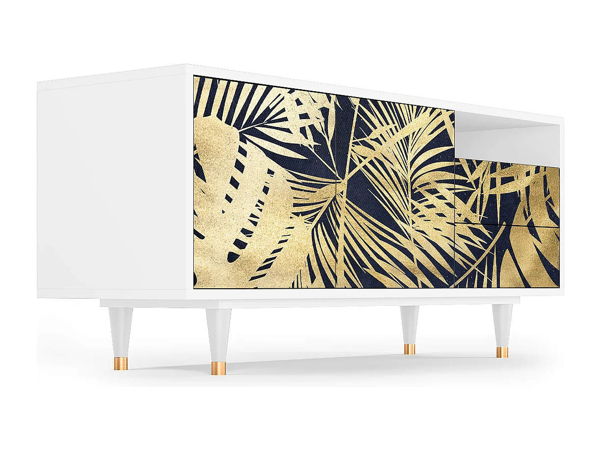 TV-meubel - 125х56х41 cm - T7 - Jungle Vibes, Wit