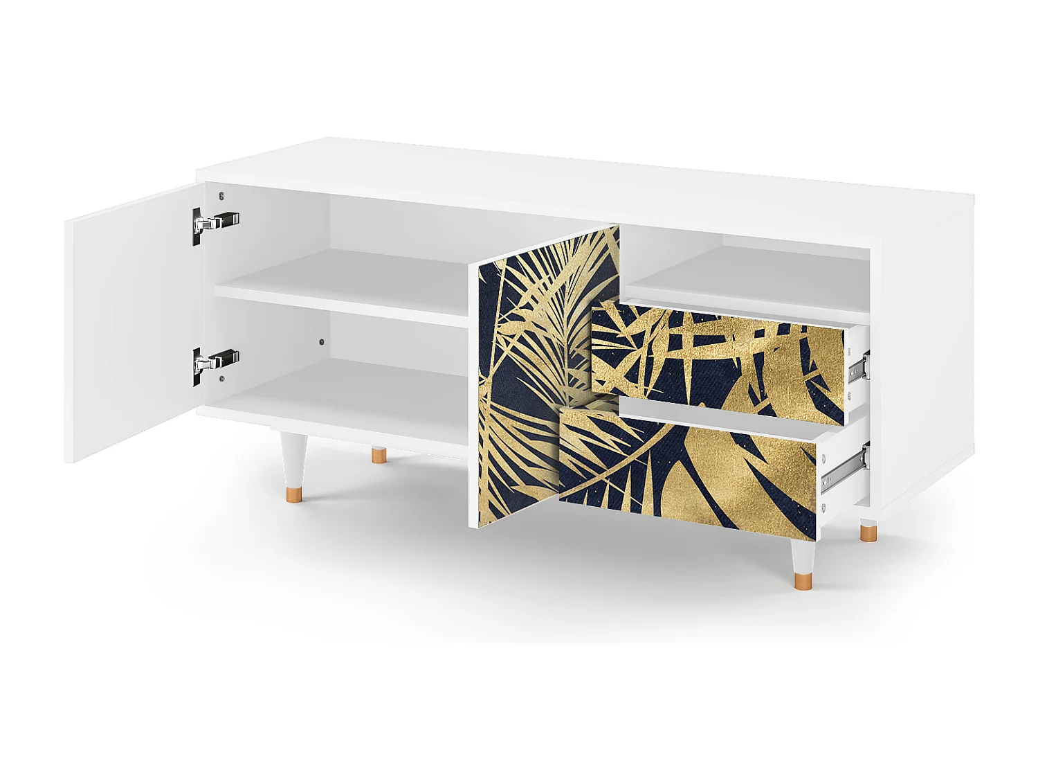 TV-meubel - 125х56х41 cm - T7 - Jungle Vibes, Wit