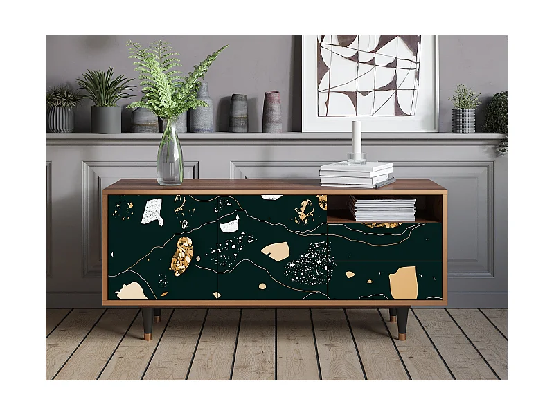 TV-Möbel - 125х56х41 cm - T7 - Space Rocks, Walnuss
