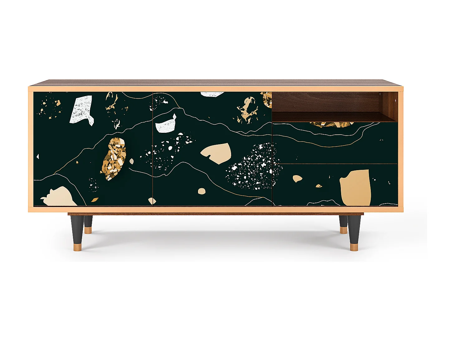 Mueble de TV - 125х56х41 cm - T7 - Space Rocks, Nogueira