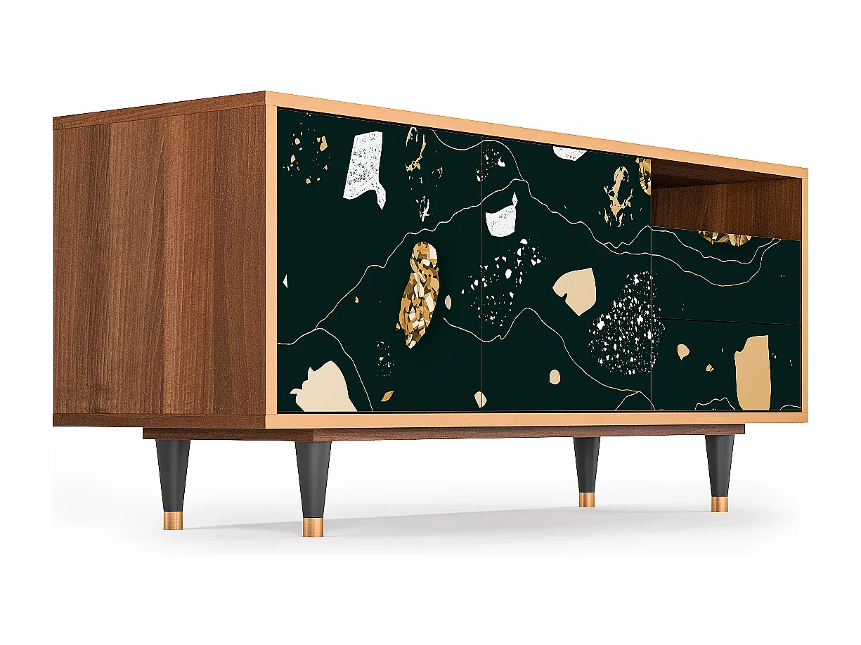 Mueble de TV - 125х56х41 cm - T7 - Space Rocks, Nogueira