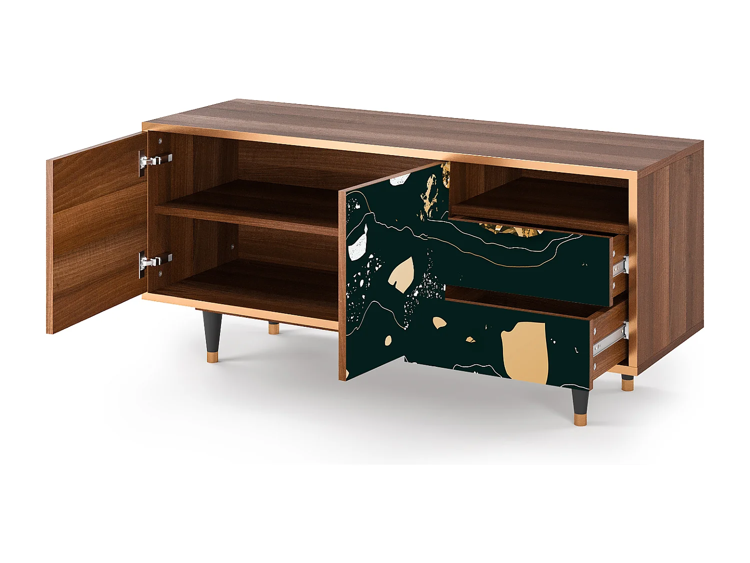 Mueble de TV - 125х56х41 cm - T7 - Space Rocks, Nogueira