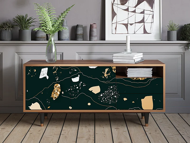 Mueble de TV - 125х56х41 cm - T7 - Space Rocks, Nogueira