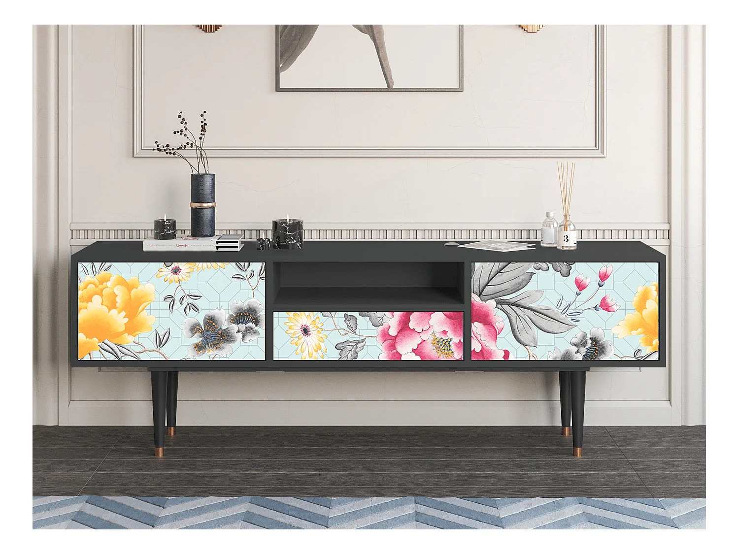 Meuble TV - 170х59х41 cm - T6 - Sky Garden, Anthracite