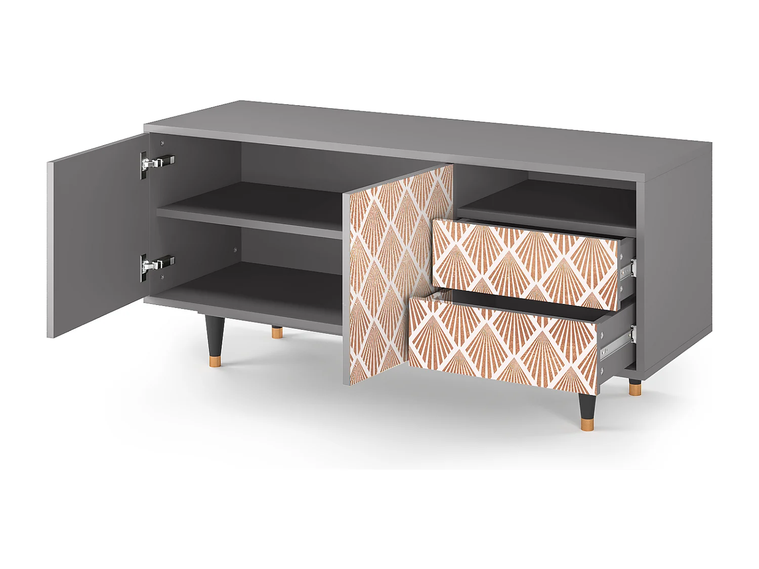 Meuble TV - 125х56х41 cm - T7 - Pastel Sunrise, Gris