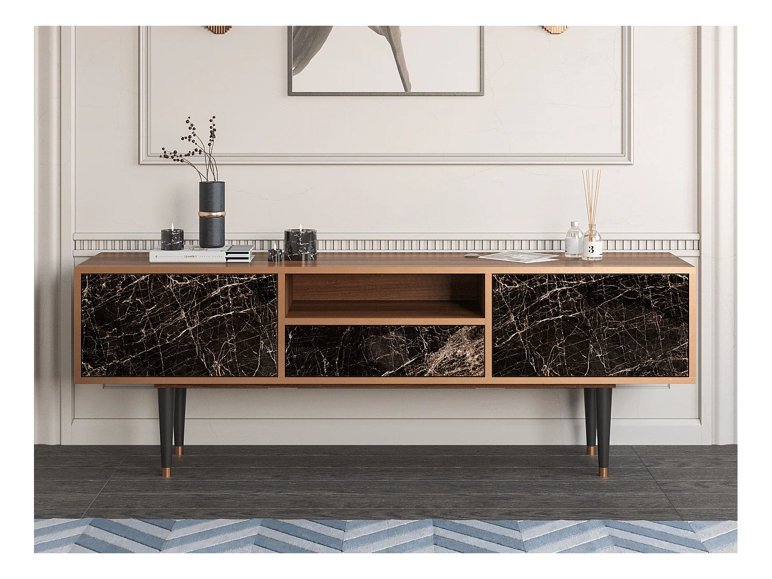 TV-Möbel - 170х59х41 cm - T6 - Night Abyss, Walnuss