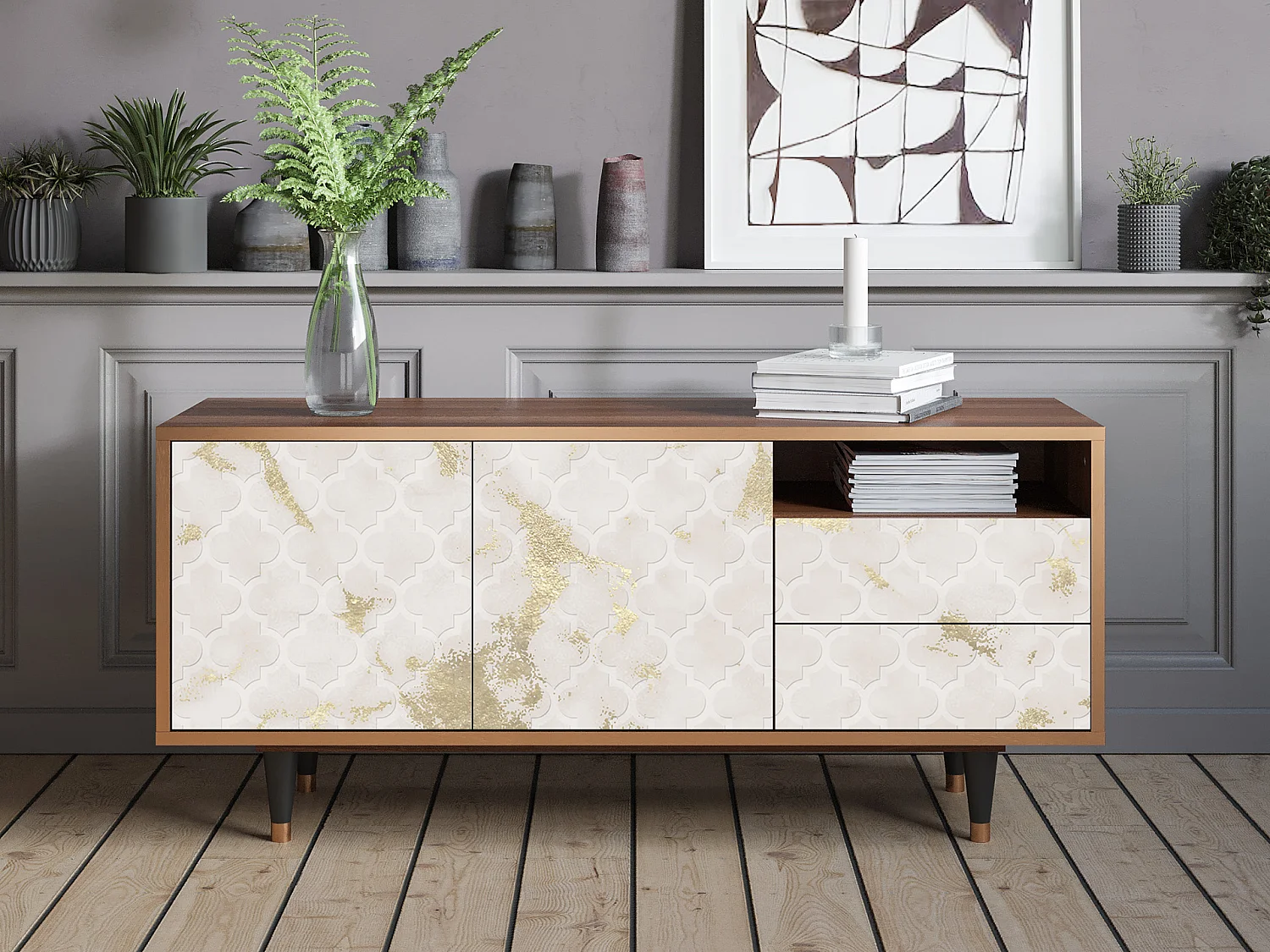 Meuble TV - 125х56х41 cm - T7 - Sahara desert, Noyer