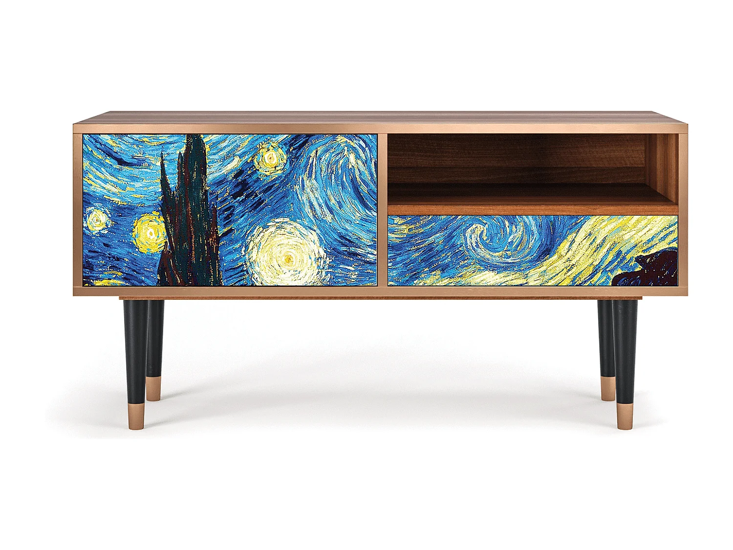 Szafka RTV - 115х59х48 cm - T3 - The Starry Night  , Orzech