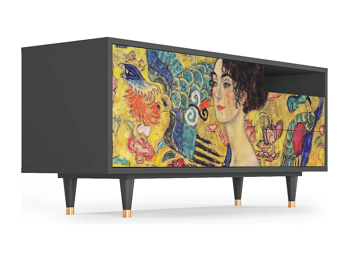 TV-Möbel - 125х56х41 cm - T7 - Lady with Fan by Klimt, Anthrazit