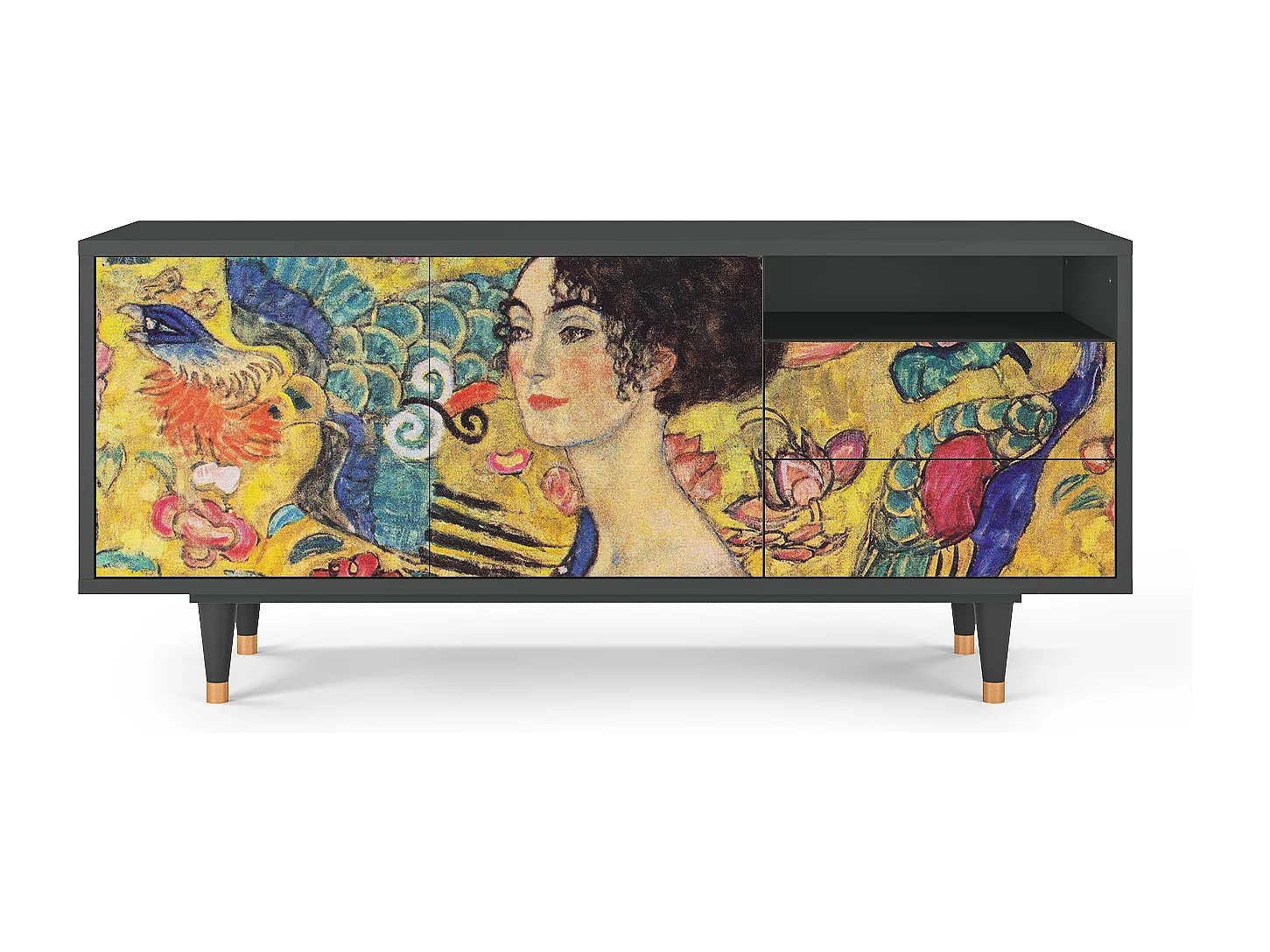Mobile TV - 125х56х41 cm - T7 - Lady with Fan by Klimt, Antracite