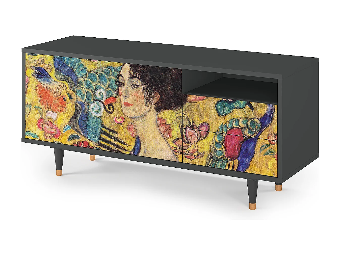 Mobile TV - 125х56х41 cm - T7 - Lady with Fan by Klimt, Antracite