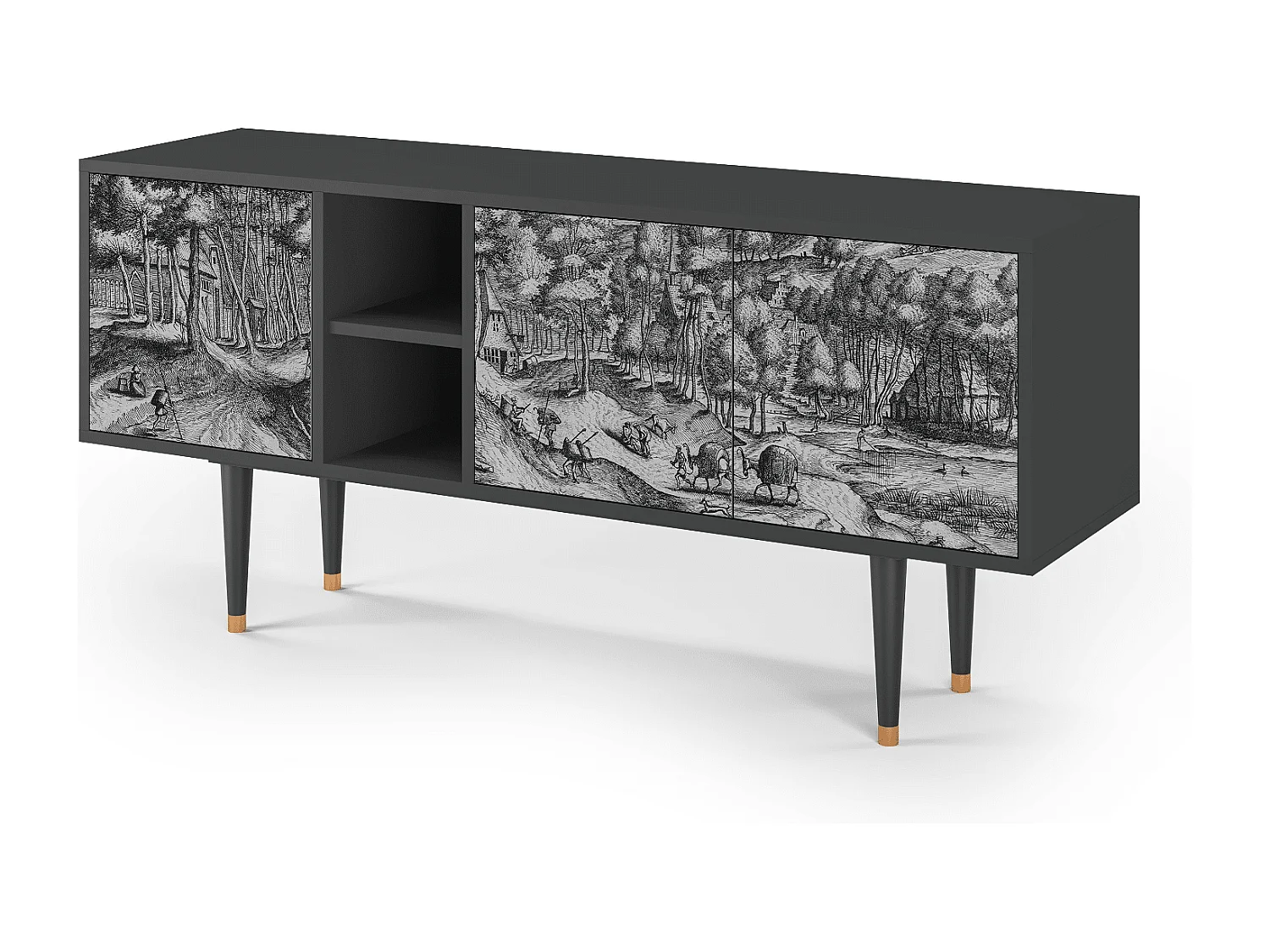 Szafka RTV - 150х69х41 cm - T5 - Rusticorum, Antracyt