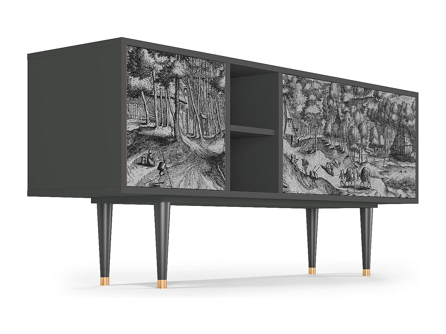 Mobile TV - 150х69х41 cm - T5 - Rusticorum, Antracite